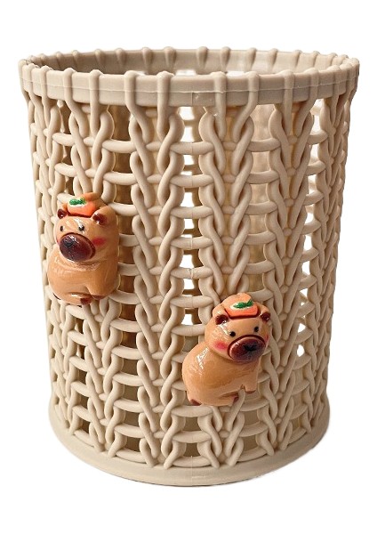 Sevimli Öğrenci Kırtasiye Ofis Masaüstü Kapbara Taklit Rattan Kalem Tutucu (Yurt Dışından)