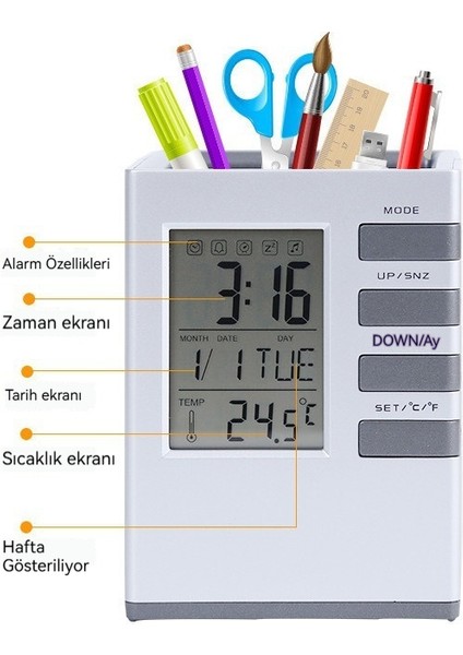 Çok Fonksiyonlu Kalem Takvimi Büyük Ekran Kalem Tutucu Öğrencileri (Yurt Dışından) fırsatları