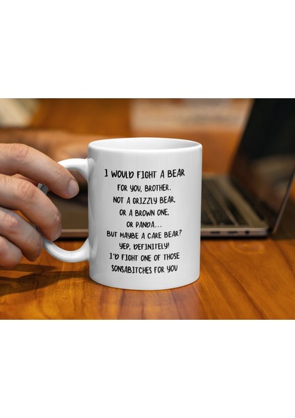 Kardeşler Için Komik Hediyeler, Senin Için Bir Ayıyla Savaşırdım Kız Kardeş Kahve Kupası fırsatları