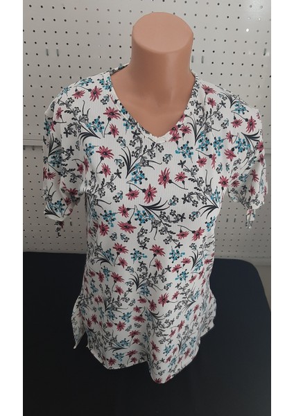 Kadın Kısa Kol Bluz Polyester Kumaş