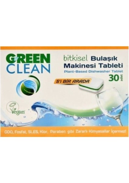 Green Clean Bitkisel Bulaşık Makinası Tableti 30 Adet