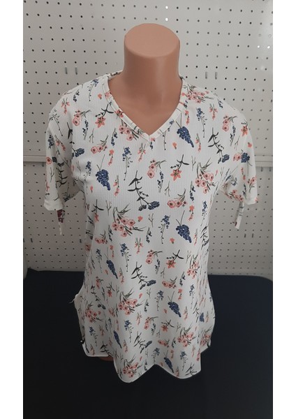 Kadın Kısa Kol Bluz Polyester Kumaş