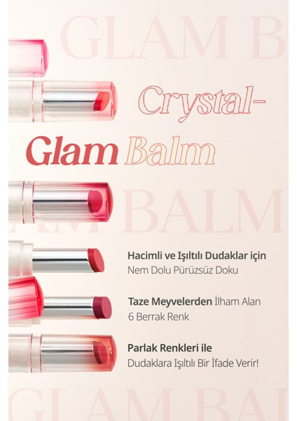 Yoğun Pigmentli ve Işıltılı Dudak Balmı CLIO Crystal Glam Balm (01 Honey Peach)