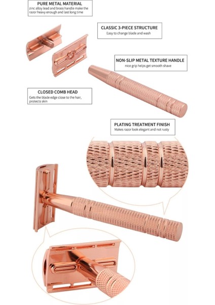 Shave S9 Full Metal Manuel Tıraş Makinesi + 10 Adet Platinum Yaprak Jilet