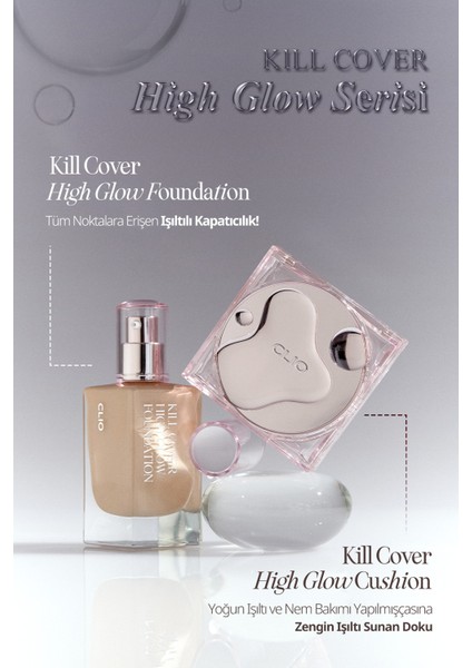 Yoğun Nem ve Parlaklık Sağlayan Cushion CLIO Kill Cover High-Glow Cushion SPF50+ PA++++ (2 Lingerie)