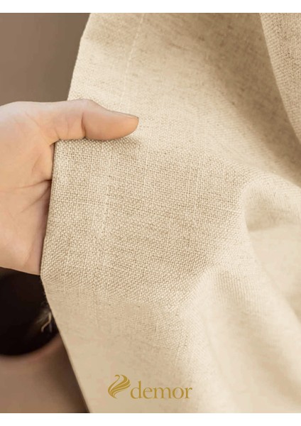 Krem Rengi Keten Dokulu Yüksek Kalite Fon Perde Ekstrafor Büzgülü modelleri