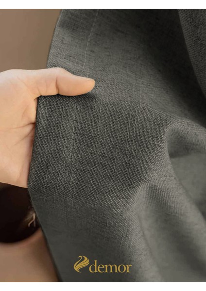 Granit Grisi Keten Dokulu Yüksek Kalite Fon Perde Ekstrafor Büzgülü