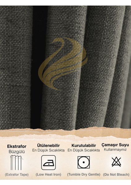 Granit Grisi Keten Dokulu Yüksek Kalite Fon Perde Ekstrafor Büzgülü