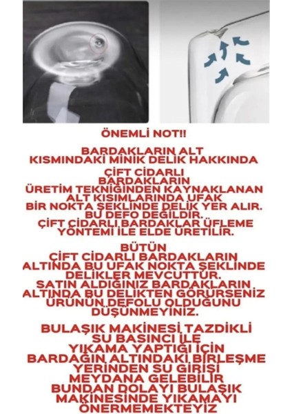 - 4 Adet Çift Cidarlı Kulplu Cam Çay Kahve Süt Kupa Borosilikat Bardak