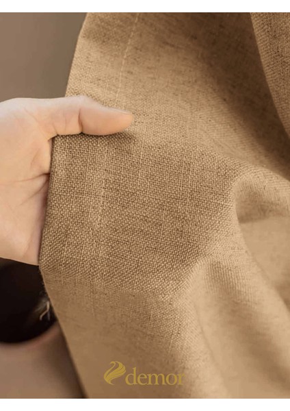 Bej Renk Keten Dokulu Yüksek Kalite Fon Perde Ekstrafor Büzgülü modelleri