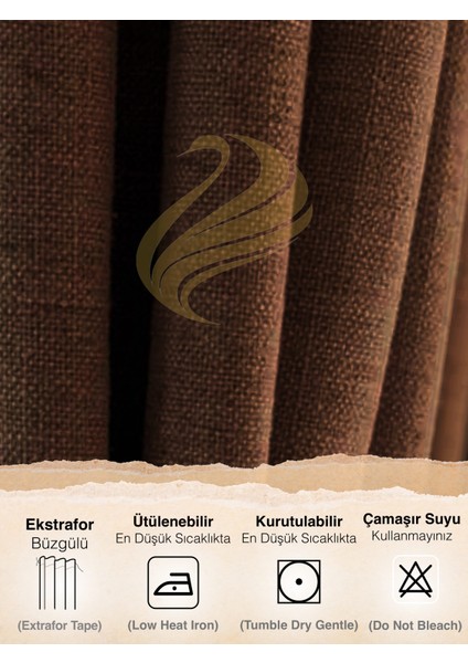 Kahverengi Keten Dokulu Yüksek Kalite Fon Perde Ekstrafor Büzgülü fırsatları