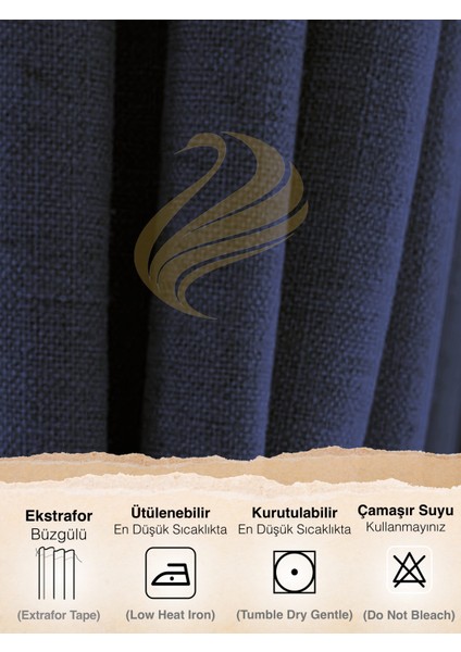 Parlament Mavisi Keten Dokulu Yüksek Kalite Fon Perde Ekstrafor Büzgülü fırsatları