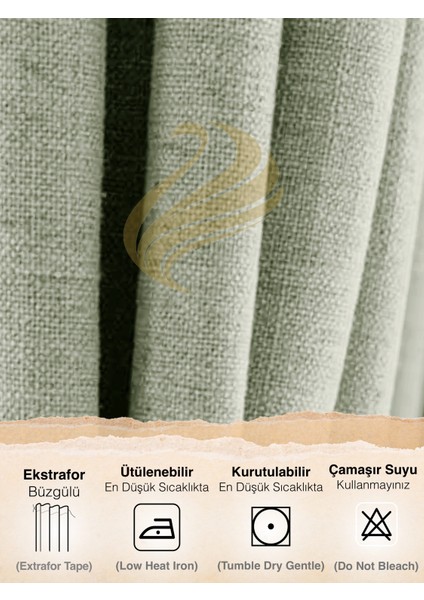 Mint Rengi Keten Dokulu Yüksek Kalite Fon Perde Ekstrafor Büzgülü fırsatları