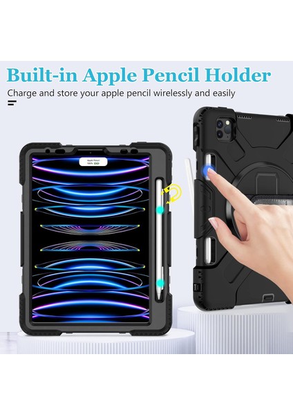 Apple iPad Pro 11 Inc 3. Nesil (2021) Ekran Koruyuculu Zırhlı Armor Defender Kalem Bölmeli Kılıf A2377 A2459 A2301 fırsatları