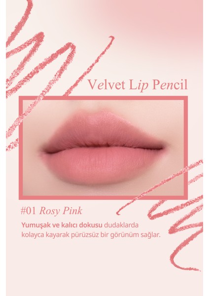 Kremsi Formüle Sahip Dudak Kalemi ve Kalemtıraş Seti CLIO Velvet Lip Pencil Set 01 Rosy Pink