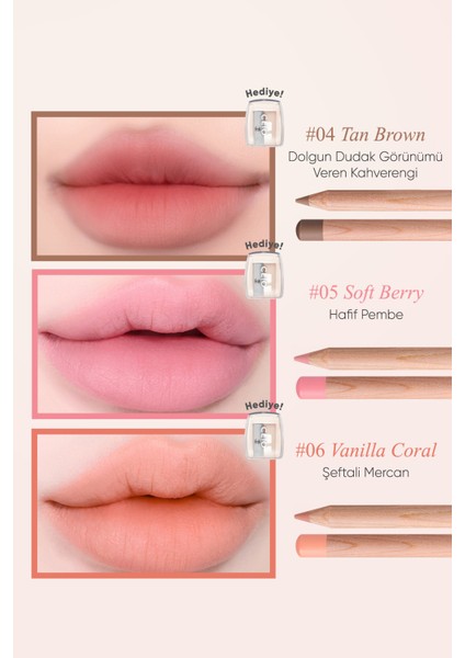 Kremsi Formüle Sahip Dudak Kalemi ve Kalemtıraş Seti CLIO Velvet Lip Pencil Set 01 Rosy Pink