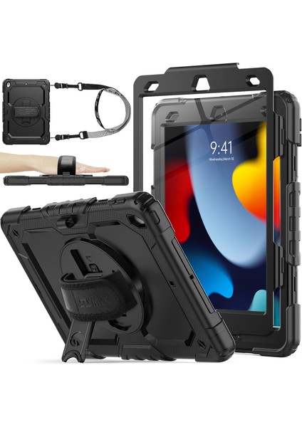 Apple iPad 8. Nesil (2020) 10.2 Ekran Koruyuculu Zırhlı Armor Defender Kılıf A2270 A2428 A2429 A2430