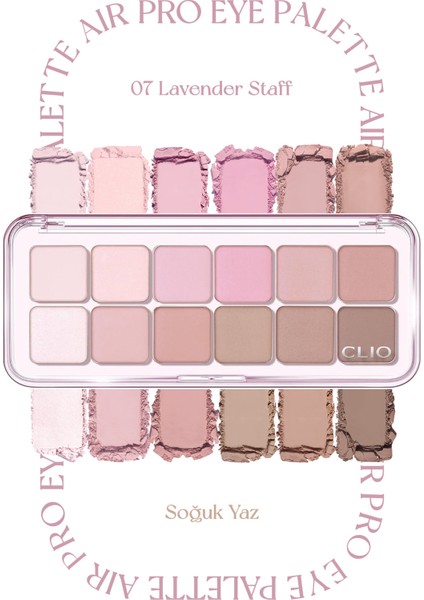 Hafif Dokulu Yoğun Renklere Sahip Göz Farı Paleti CLIO Pro Eye Palette Air (07 Lavender Staff)