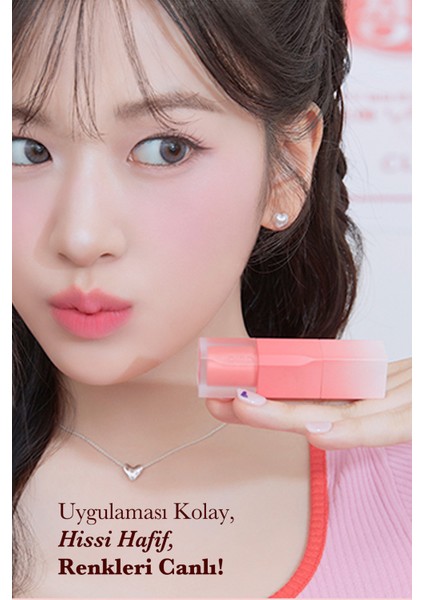 Pürüzsüz ve Kadifemsi Dokulu, Doğal Görünüm Sunan Tint CLIO Chiffon Blur Tint (21 Sugary Strawberry)