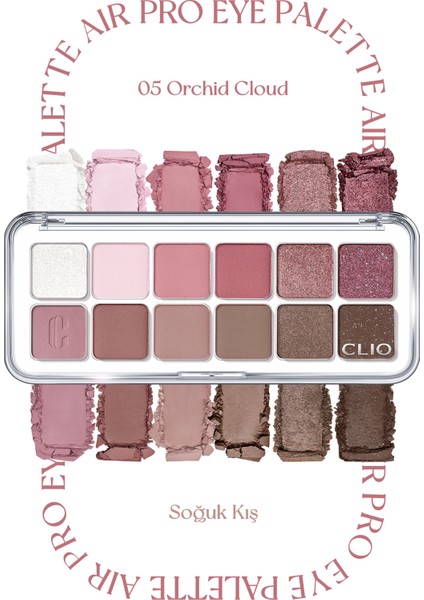 Hafif Dokulu Yoğun Renklere Sahip Göz Farı Paleti CLIO Pro Eye Palette Air (05 Orchid Cloud)