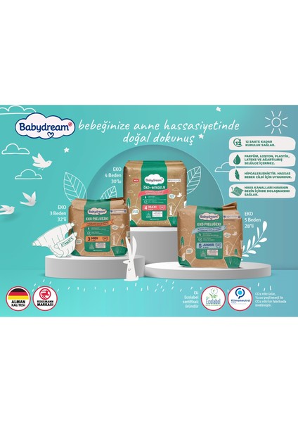 Bebek Bezi Eko 4 Beden 30'lu modelleri