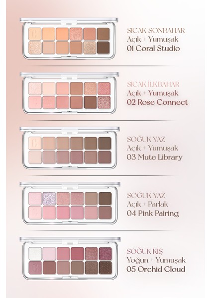 Hafif Dokulu Yoğun Renklere Sahip Göz Farı Paleti CLIO Pro Eye Palette Air (03 Mute Library)