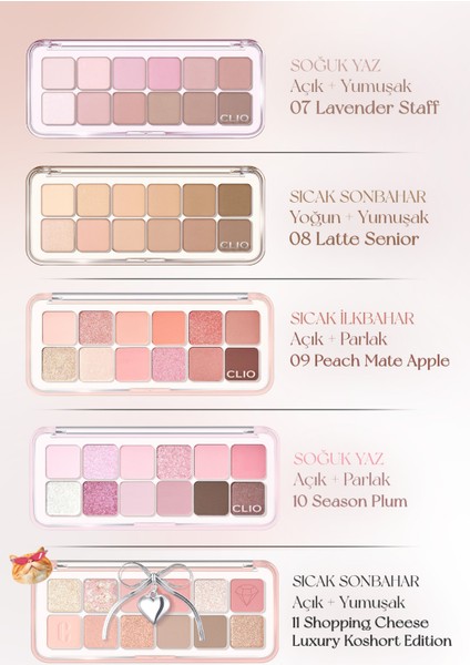 Hafif Dokulu Yoğun Renklere Sahip Göz Farı Paleti CLIO Pro Eye Palette Air (03 Mute Library)