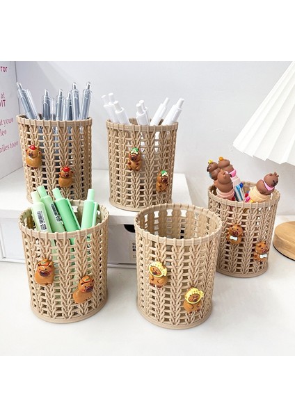 Sevimli Öğrenci Kırtasiye Ofis Masaüstü Kapbara Taklit Rattan Kalem Tutucu (Yurt Dışından) fırsatları