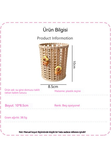 Sevimli Öğrenci Kırtasiye Ofis Masaüstü Kapbara Taklit Rattan Kalem Tutucu (Yurt Dışından) indirimleri