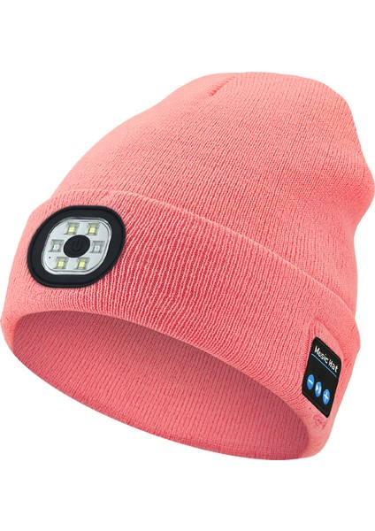 Açık Çok Fonksiyonlu 2'si 1 Arada LED Aydınlatma Örgü Sökülebilir Bluetooth Şapka (Yurt Dışından)