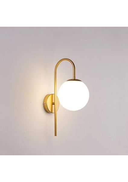 Dolunay Gold Kasa Beyaz Camlı Tekli Aplik