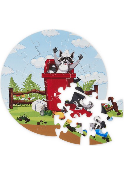 36 Parça, 42CM Çapında 3mm Ahşap Üstüne Rakun Temalı Puzzle fırsatları