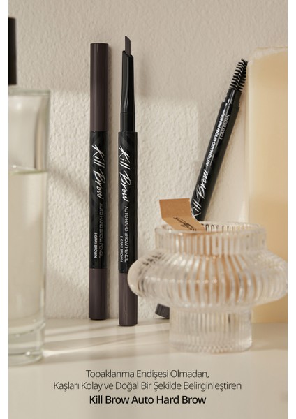 İnce Altıgen Uçlu Kaş Kalemi CLIO Kill Brow Auto Hard Brow Pencil (01 Natural Brown)