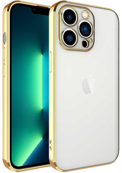 Apple iPhone 13 Pro Kılıf Zore Glitter Full Renkli Silikon KAPAK-GOLD-8680436387757-MLTD69259