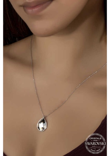 Kristal Taşlı Damla Gümüş Kadın Kolye CSR2184909