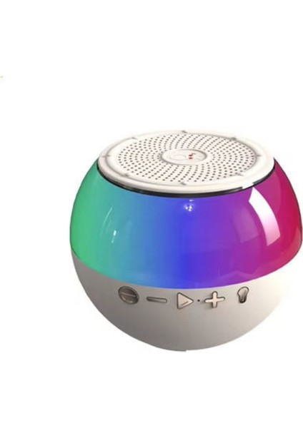 Krem Renk Işıklı Kablosuz Mini Hoparlör Speaker Multımedıa Type-C Sarjlı Kablosuz Mini Oval Hoparlör