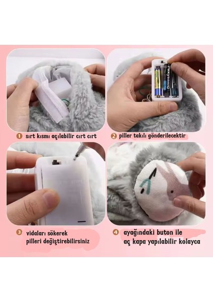 Nefes Alan Işıklı Uyku Arkadaşı Tavşan Peluş Oyuncak 28CM Müzikli Nefes Sesi Işıklı