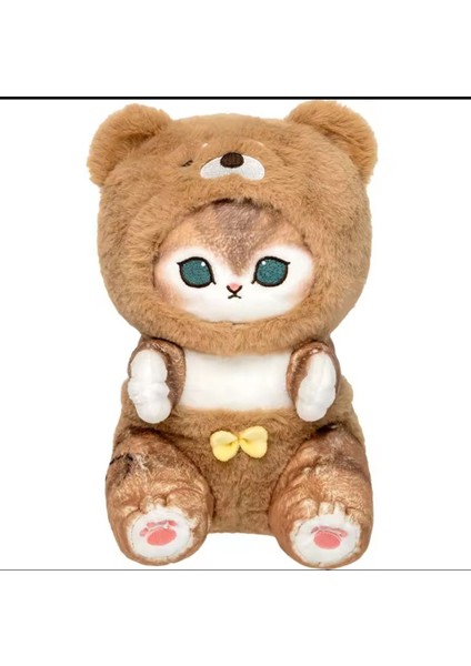 Mofusand Ayıcık Kostümlü 25CM Sevimli Kedi Peluş Oyuncak Tüylü Exrta Soft Dokulu