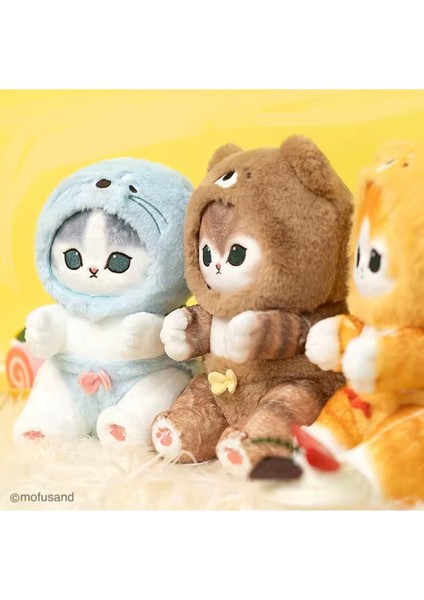 Mofusand Ayıcık Kostümlü 25CM Sevimli Kedi Peluş Oyuncak Tüylü Exrta Soft Dokulu