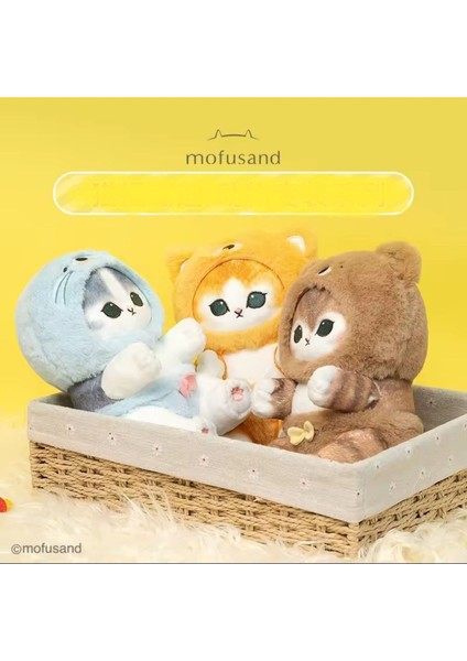 Mofusand Ayıcık Kostümlü 25CM Sevimli Kedi Peluş Oyuncak Tüylü Exrta Soft Dokulu