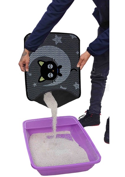 Büyük Boy Elekli Tuvalet Önü Desenli Kedi Kumu Paspası 60 x 80 cm