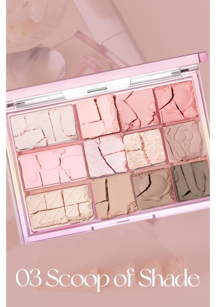 Çok Amaçlı Kullanıma Uygun, Yoğun Pigmentli Far Paleti CLIO Shade & Shadow Palette 03 Scoop Of Shade
