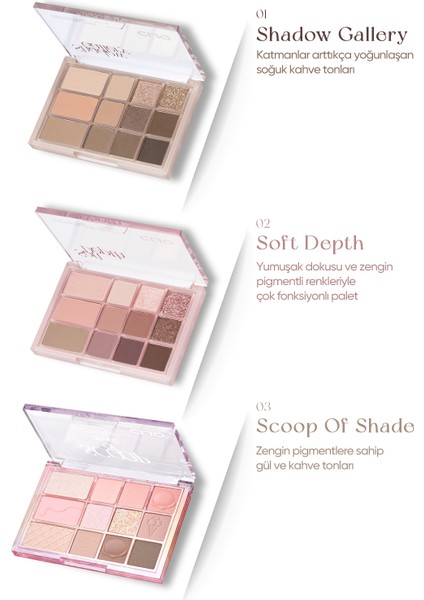 Çok Amaçlı Kullanıma Uygun, Yoğun Pigmentli Far Paleti CLIO Shade & Shadow Palette 03 Scoop Of Shade