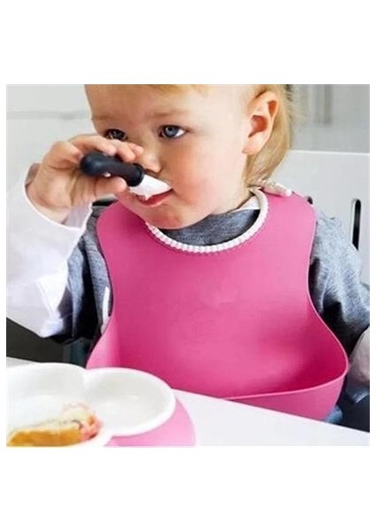 Buffer® Çocuk Bebek Mama Önlüğü Dökülme Engelleyici Bükülebilir Pembe