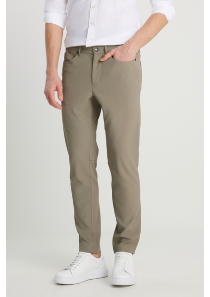 Slim Fit Dar Kesim Cepli Esnek Takım Elbise Pantolonu