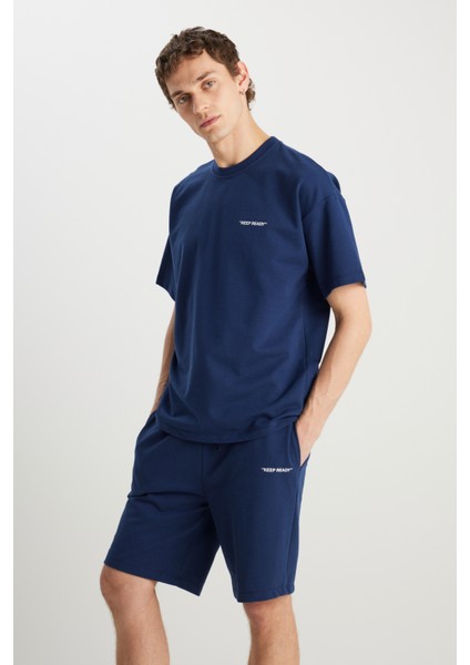 Pamuklu Comfort Fit Rahat Kesim Baskılı Beli Bağlamalı Yan Cep Eşofman Takımı