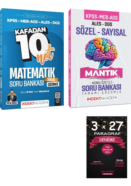 2025 Kpss Meb / Ags Ales Dgs Matematik Kafadan 10 Net / Sözel / Sayısal Mantık Soru Bankası 2'li Set