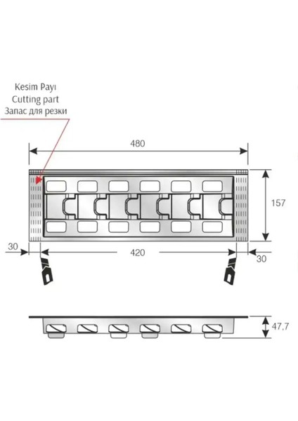 Çekmece Içi Kaselik 15,5cm x 48CM, Antresit (6 cm Boydan Kesilebilir) modelleri