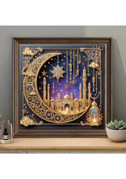 Islami Hilal ve Yıldız Ramazan 5d Elmas Sanat Seti Kiti 30X30 cm fırsatları