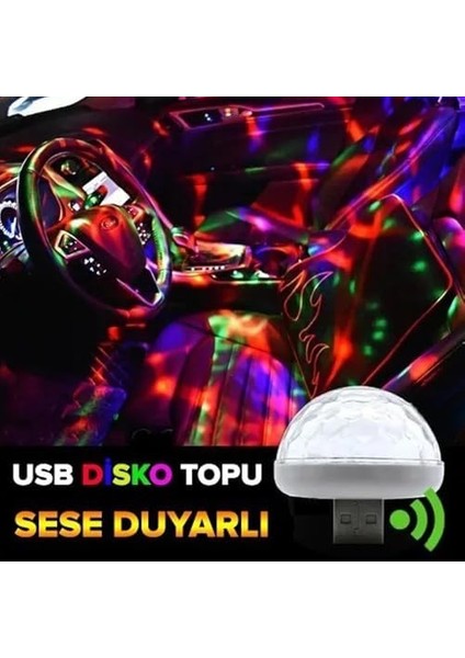 Müziğe ve Sese Duyarlı Mini Parti Disko Topu Rgb USB LED Işık, Müzikle ve Sesle Değişen Renkli Işıklar, Ses Duyarlı Araç Içi Led, Parti, Doğum Günü, Kutlama Işıkları (2 Adet)
